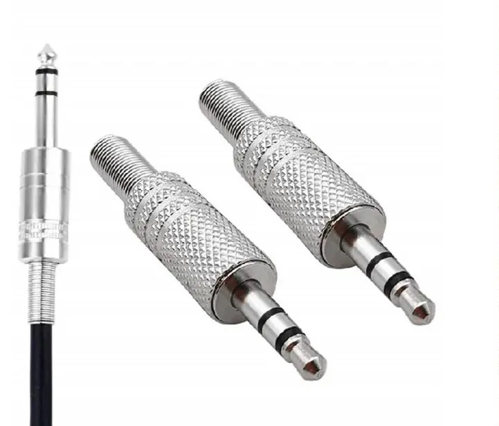 Picture of TE 3 Pole 3.5mm Male Repair Headphone Jack Plug Metal Alloy Audio Soldering 2 Ps Silver