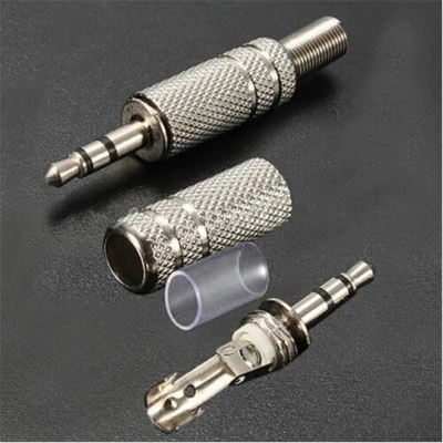 Picture of TE 3 Pole 3.5mm Male Repair Headphone Jack Plug Metal Alloy Audio Soldering 2 Ps Silver