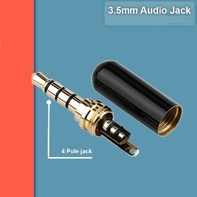 Picture of 1 Ps 3.5 mm Stereo Type Connector Pin, 4 Pole/Cut, Metal Case Audio Jack for, Mobile, Laptop, PC, Bluetooth Speaker, Amplifier,Headphone Aux Adapter 