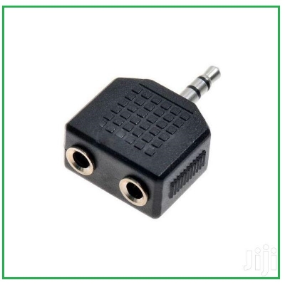 Picture of 3.5mm 1 to 2 mobile phone music earphone headphone headset audio speakers jack hole splitter plug adapter connector converter Black