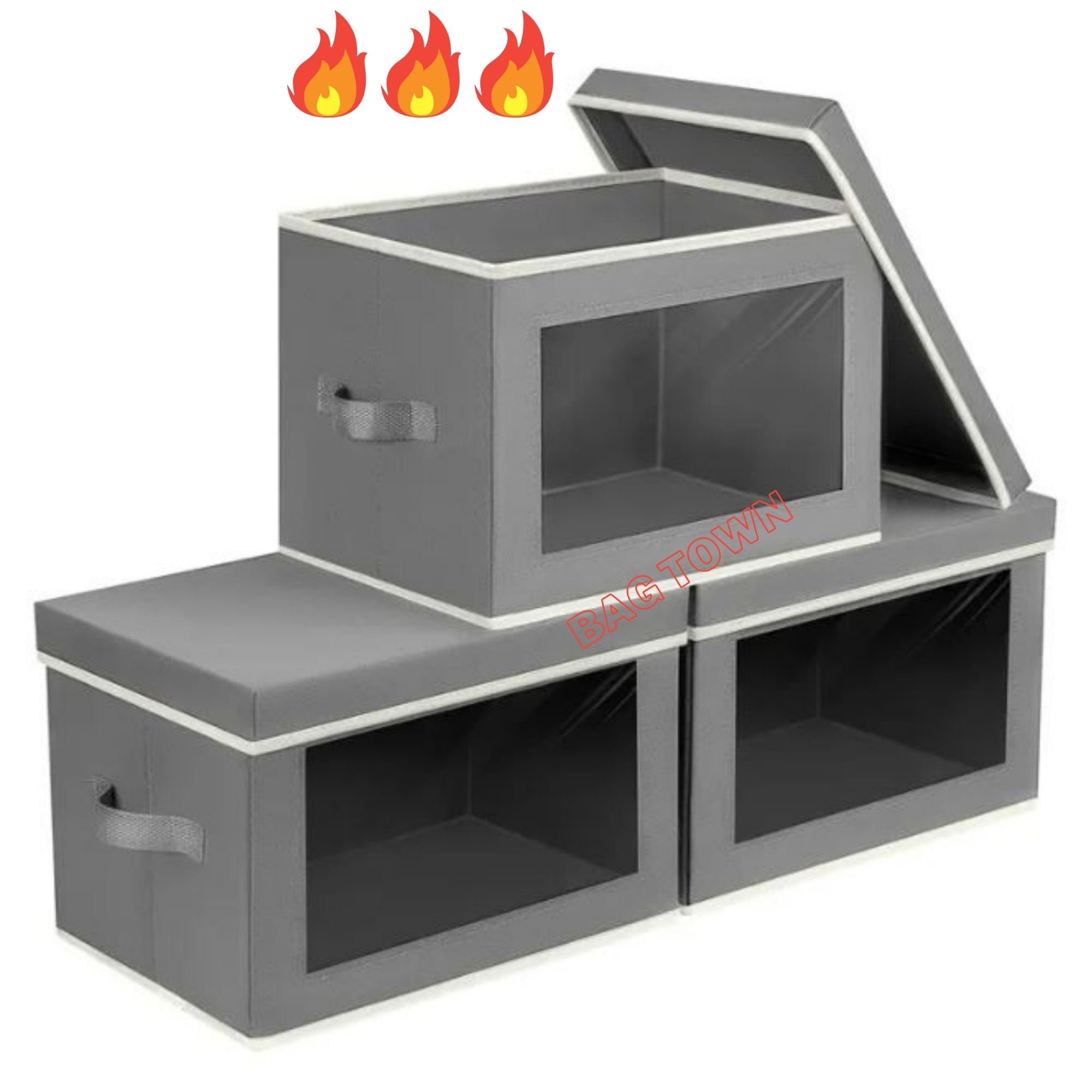 Picture of 1 pcs New Foldable Cloth Basket With Lid Foldable Cloth Storage Box With Cover