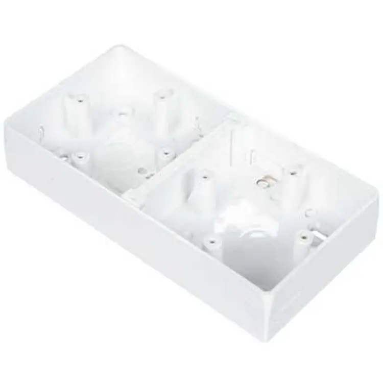 Picture of 2 Gang Double PVC Back Cover Box For Gang Switch, Gang Socket White
