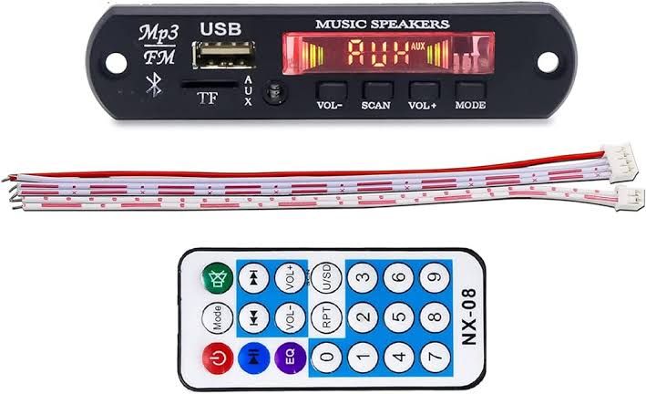 Picture of Electronic Spices Bluetooth MP3 Decoding Board Module with/USB/FM/AUX/TF Card and Remote Control Black