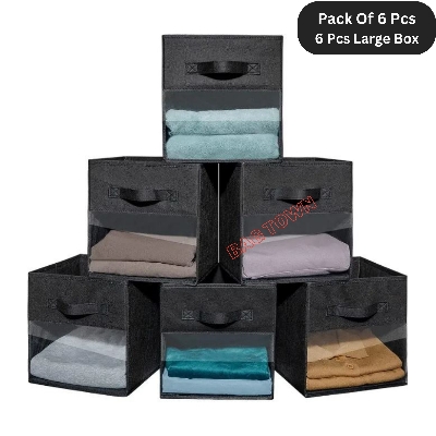 Picture of 3 Pcs Pack Cloth Storage Box, Large Capacity Laundry Basket, Cloth Organizer Basket - Grey
