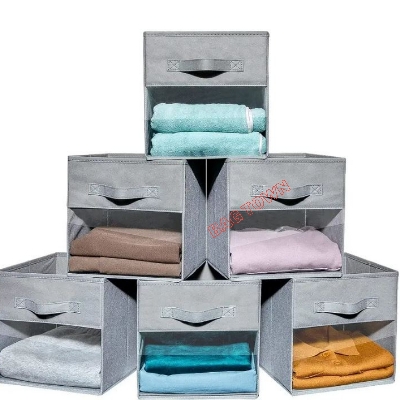 Picture of 3 Pcs Pack Cloth Storage Box, Large Capacity Laundry Basket, Cloth Organizer Basket - Grey