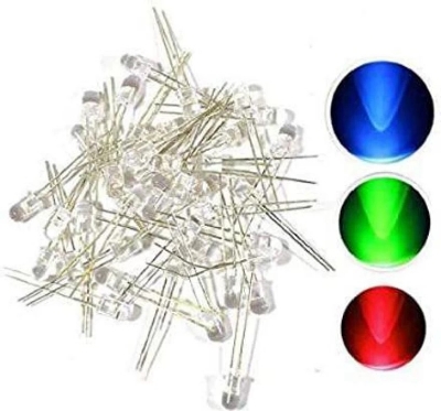 Picture of 50pcs Blinking 5mm RGB LED Diodes, Multi Color Changing Super Bright Light Emitting with 2 Pin Clear Round Lens 