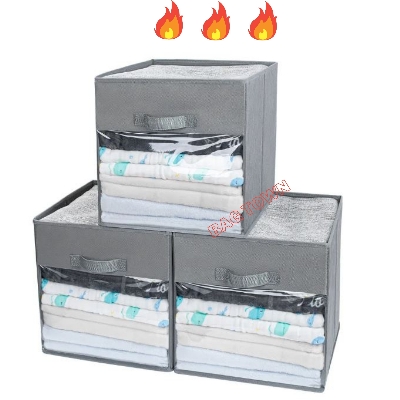 Picture of 3 Pcs Cloth Storage Box, Large Capacity Laundry Basket, Cloth Organizer Basket