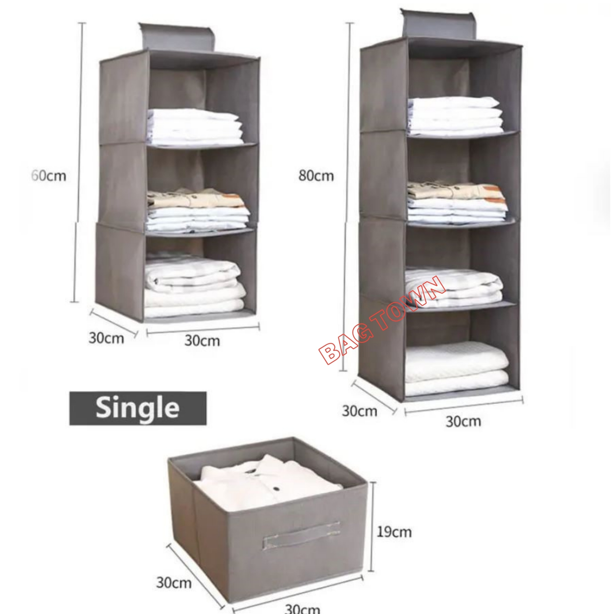 Picture of 3 Layer Cloth Storage Organizer, Foldable Hanging storage organizer.