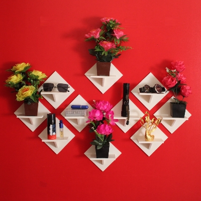 Picture of 10 Pcs wall Shelves . Shelf Adhesive Room Decorative Showpiece Stand. Handicraft wall Shelf For house Decor.