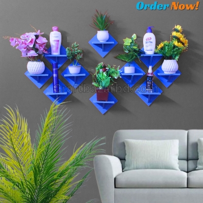 Picture of 10 Pcs wall Shelves . Shelf Adhesive Room Decorative Showpiece Stand. Handicraft wall Shelf For house Decor.