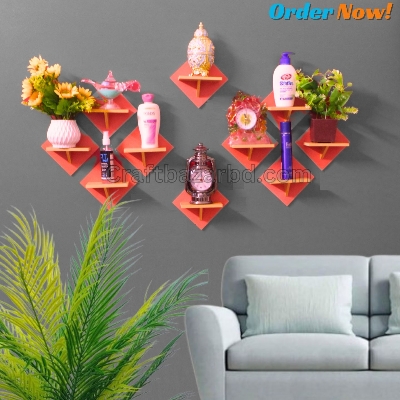 Picture of 10 Pcs wall Shelves . Shelf Adhesive Room Decorative Showpiece Stand. Handicraft wall Shelf For house Decor.