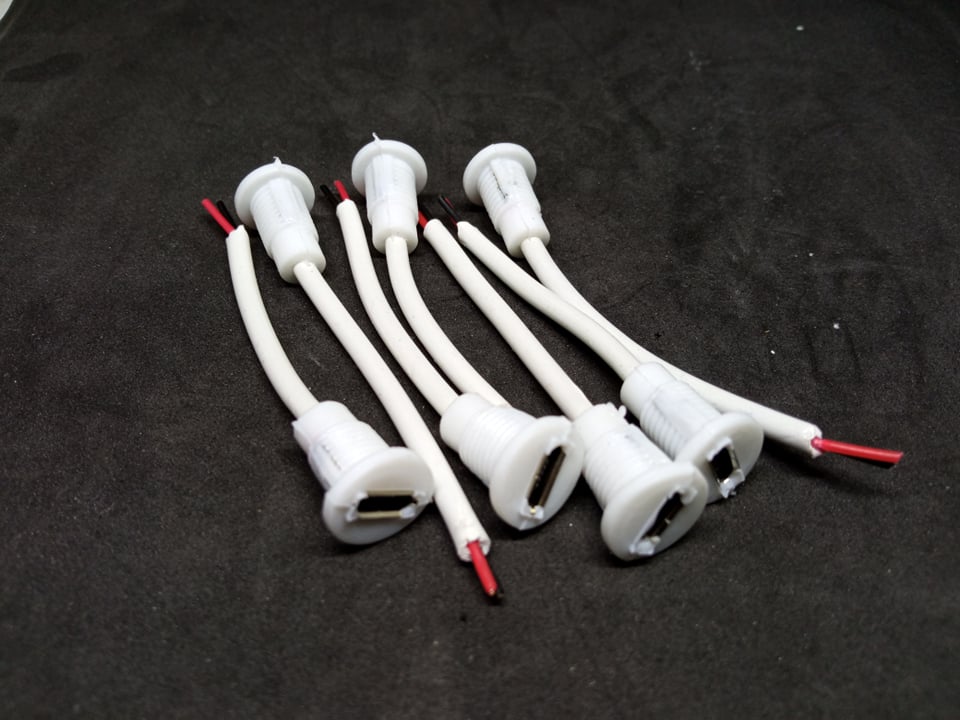 Picture of Micro USB Female Socket Panel Mount With Cable - 5 Ps White