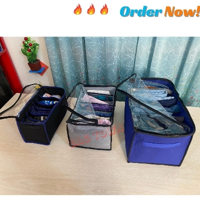 Picture of New Cloth 3 Pcs Pack Storage Box With Transparent Cover Premium Quality Dustproof Cloth Organizer Box With Zipper