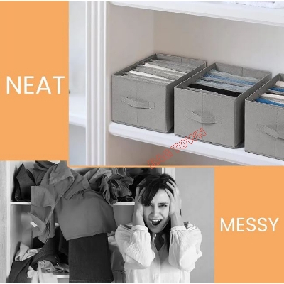 Picture of 3 Pcs Pack 7 Grids Large Cloth Organizer Box Closet Storage drawer divider storage organizer Box. - Grey