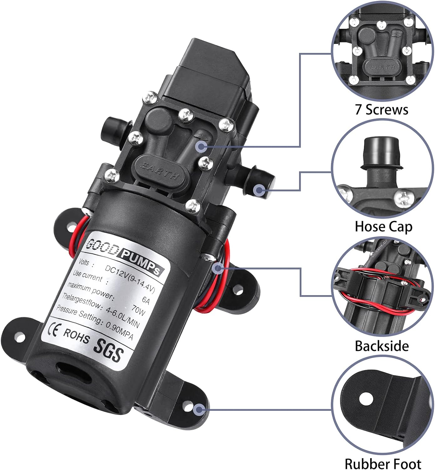 Picture of DC 12V High Pressure Water Pump For Bike Wash & Garden irrigation Black