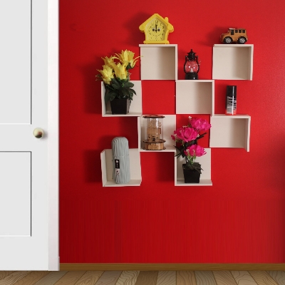 Picture of 8  Piece Premium Quality Wall Shelf . Self Adhesive Punch Free L Shape Wall Shelf . House Decorative Waterproof Wall Rack For Indoor And Outdoor.