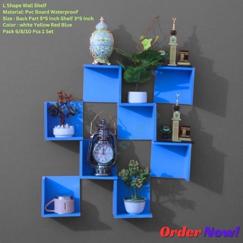 Picture of 8  Piece Premium Quality Wall Shelf . Self Adhesive Punch Free L Shape Wall Shelf . House Decorative Waterproof Wall Rack For Indoor And Outdoor.
