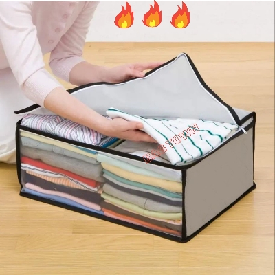 Picture of 1 Pcs Cloth Storage Bag, Blanket Storage Organizer, Large Capacity Cloth Storage Bag, New Quilt Storage Bag with Cristal Poly. - Grey