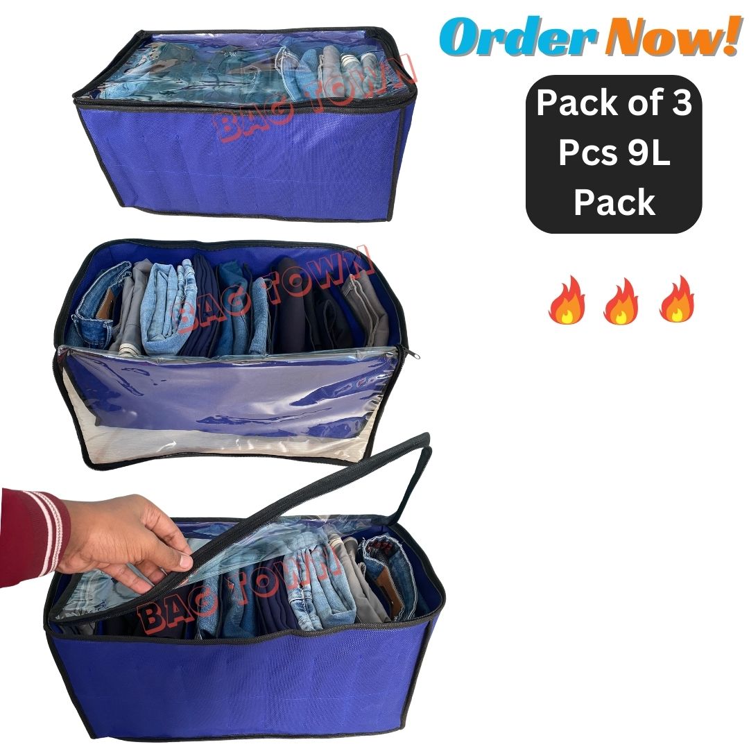 Picture of New Cloth 7 Grids Large Storage Box With Transparent Cover Premium Quality Dustproof Cloth Organizer Box With Zipper