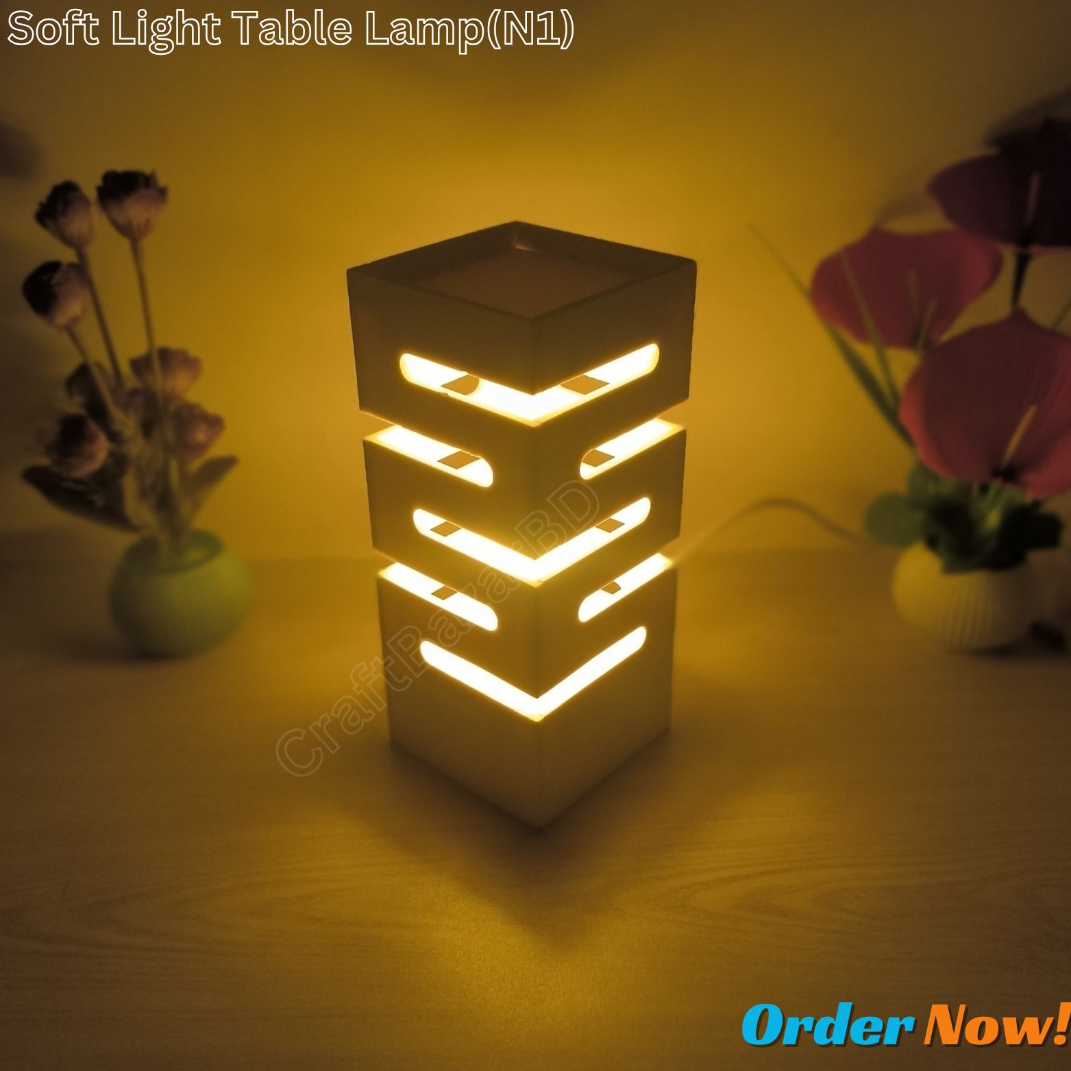 Picture of Handmade Table Lamp . Electric Soft Light Table Lamp With Changeable LED Light & Cable & Holder . Decorative Soft Brightness Desk Lamp For Home & Office.