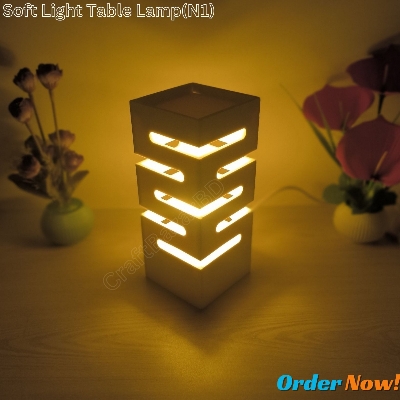 Picture of Handmade Table Lamp . Electric Soft Light Table Lamp With Changeable LED Light & Cable & Holder . Decorative Soft Brightness Desk Lamp For Home & Office.