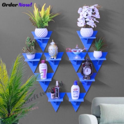 Picture of 10 Pcs Wall Mounted Shelf Showpiece/Flower Stand With Magic Tape For Easy Hanging
