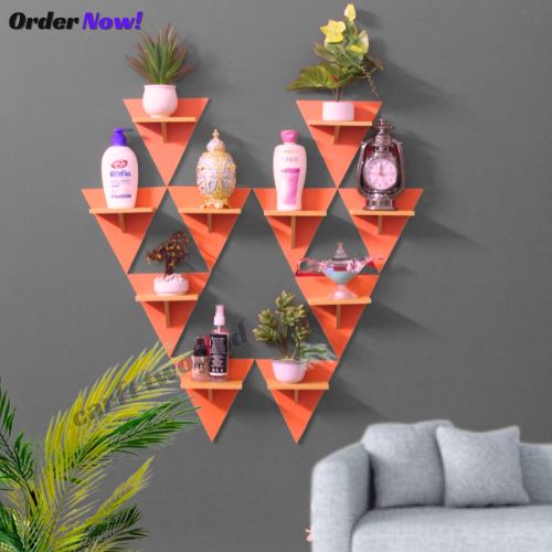 Picture of 10 Pcs Wall Mounted Shelf Showpiece/Flower Stand With Magic Tape For Easy Hanging