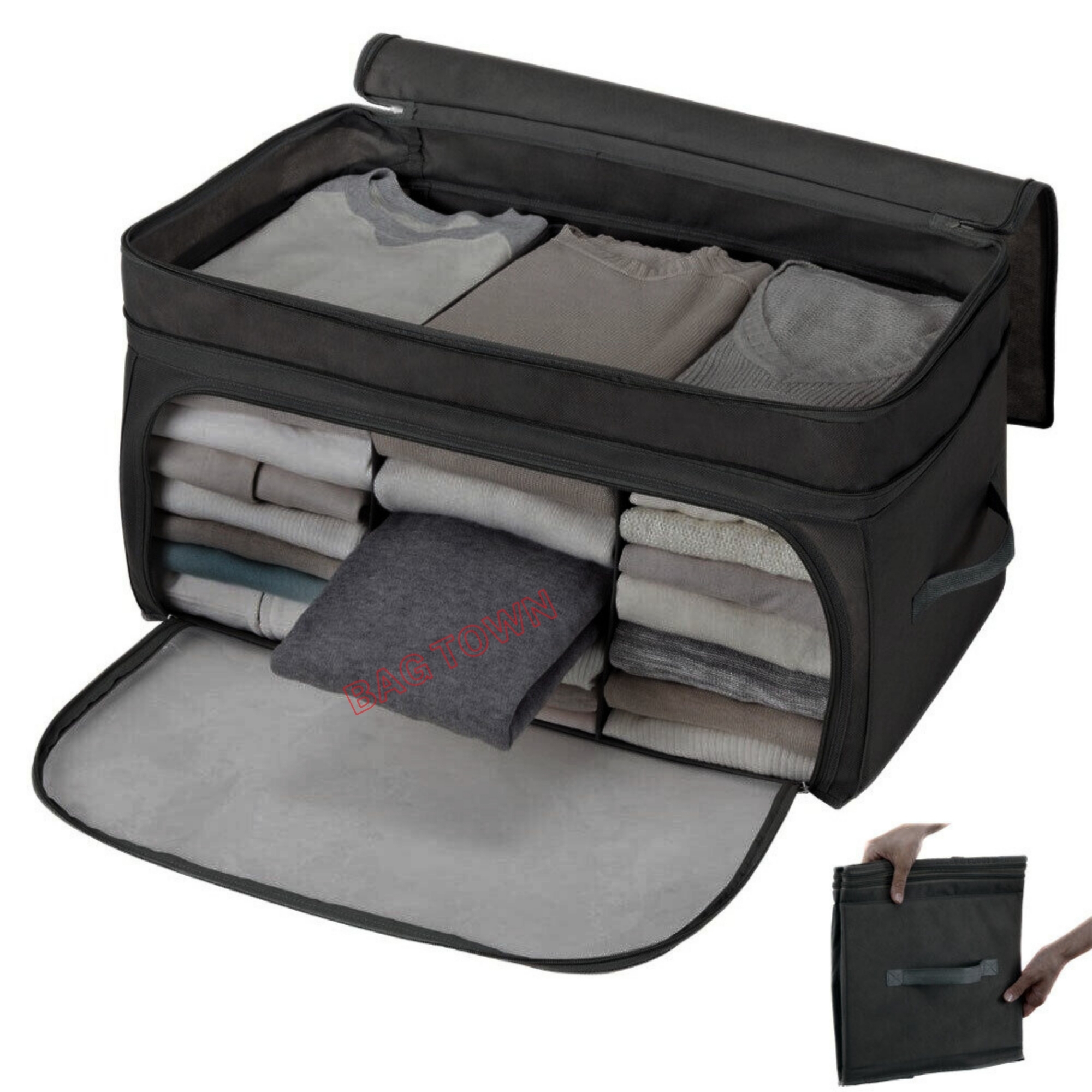 Picture of 1 pcs Premium Quality Cloth Storage Bag, Double Opening Cloth Organizer Bag With Transparent Window