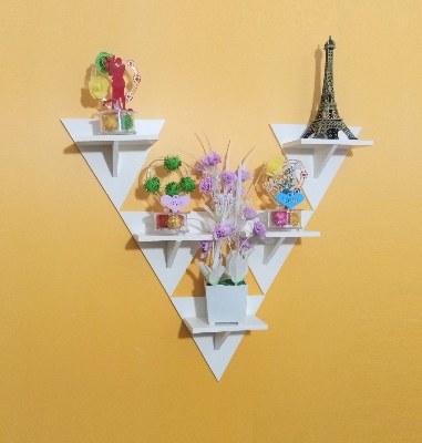 Picture of 5 Pcs Wall Mounted Shelf Showpiece/Flower Stand With Magic Tape For Easy Hanging