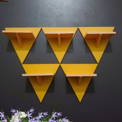 Picture of 5 Pcs Wall Mounted Shelf Showpiece/Flower Stand With Magic Tape For Easy Hanging