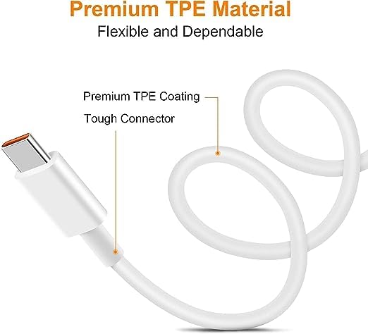 Picture of 6A Quick-charge Type C Cable 1m Compatible with Mi 33W, 67W Fast Charging Cable (Only Cable) White