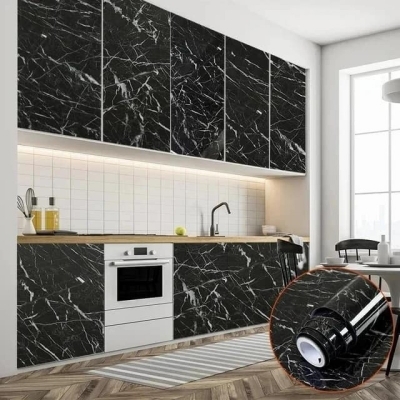 Picture of Marble Wallpaper Dust & Waterproof Cabinet Sticker Self Adhesive Sticker For Furniture, Fridge , Car, Wall, Table , Floor, Wood, Plastic ,Premium Kitchen Sticker For Home And Office.