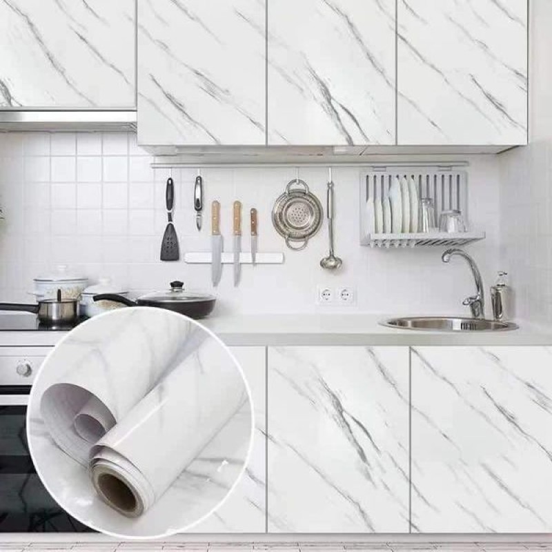 Picture of Marble Wallpaper Dust & Waterproof Cabinet Sticker Self Adhesive Sticker For Furniture, Fridge , Car, Wall, Table , Floor, Wood, Plastic ,Premium Kitchen Sticker For Home And Office.