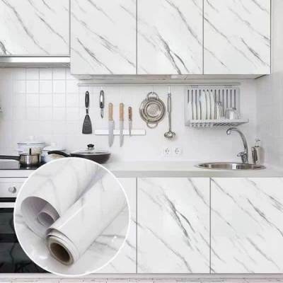 Picture of Marble Wallpaper Dust & Waterproof Cabinet Sticker Self Adhesive Sticker For Furniture, Fridge , Car, Wall, Table , Floor, Wood, Plastic ,Premium Kitchen Sticker For Home And Office.