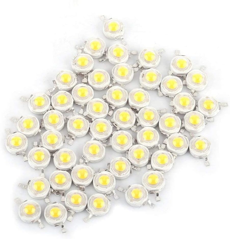 Picture of High-Power LED Chip, 1 W, Super-Bright Intensity, SMD Light Emitter Components, Diode, Lamp, Beads, Chip, DIY Lights for Flood Light Spotlights, Pack of 20 White