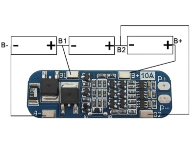 Picture of BMS 3S 10A 12V 18650 Lithium Battery Charger Protection Module (12V 18650 10A BMS Charger Li-ion Lithium Battery Protection Board Circuit Board 10.8V 11.1V 12.6V Electric Multicolor