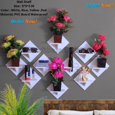 Picture of Square Shape Wall Shelf , Shelf Adhesive, Waterproof (5 Pcs 1 Set ) Premium Quality