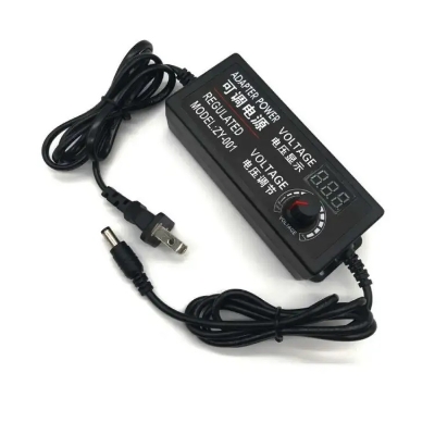 Picture of Adjustable DC 24V 5A Power Adapter with LED Voltmeter 775 Motor Power Supply AC 220V to DC 3V-24V Lighting Power Supply for LED Light RS775 775 DC Motor Audio Amplifier Black