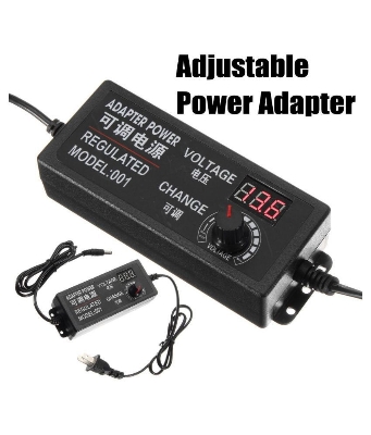 Picture of Adjustable DC 24V 5A Power Adapter with LED Voltmeter 775 Motor Power Supply AC 220V to DC 3V-24V Lighting Power Supply for LED Light RS775 775 DC Motor Audio Amplifier Black