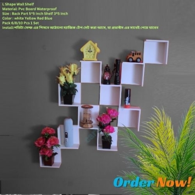 Picture of L Shape Wall Shelf Self Adhesive Punch Free Wall Décor (10 Pcs Stand 1 Set) Waterproof AndPremium Quality.