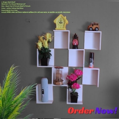 Picture of L Shape Wall Shelf Self Adhesive Punch Free Wall Décor (10 Pcs Stand 1 Set) Waterproof AndPremium Quality.