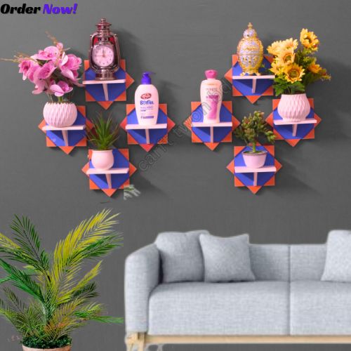 Picture of Light Star Wall Shelf . (8 Pcs 1 Set ) House Decorating Premium Quality Wall Shelf Self Adhesive Punch Free And Waterproof .