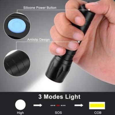 Picture of mall Powerful 4 Mode Bright LED Light Full Metal Body with Charging Adaptor Torch Rechargeable Electric Small Compact Torch Waterproof Portable White