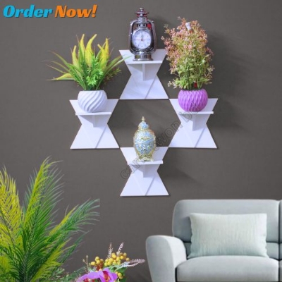 Picture of Floating Wall Shelf Self Adhesive Punch Free Wall Décor (4 Pcs 1 Set) Waterproof& Premium Quality