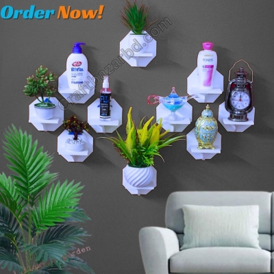 Picture of Semi Round Wall Shelf , Self Adhesive Punch Free Wall Décor Craft Item 8 Pcs 1 Set Waterproof And High Quality .