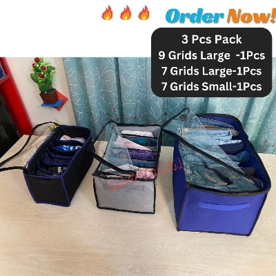 Picture of New Cloth Storage Box pack of 3 pcs With Transparent Cover Premium Quality Dustproof Cloth Organizer Box With Zipper