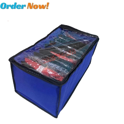 Picture of New 9 Grids Large Cloth Organizer Box With Transparent Cover. Cloth Storage Box Premium Quality Zipper & Material