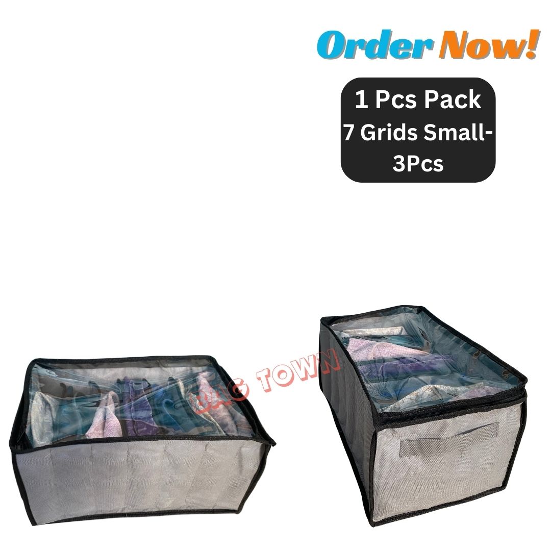 Picture of New Cloth 7 Grids Large Storage Box With Transparent Cover Premium Quality Dustproof Cloth Organizer Box With Zipper