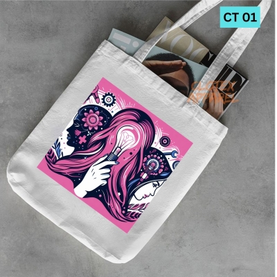 Picture of Btown Beautiful Designed Cotton Canvas Tote Bag With Zipper. [C T 01]