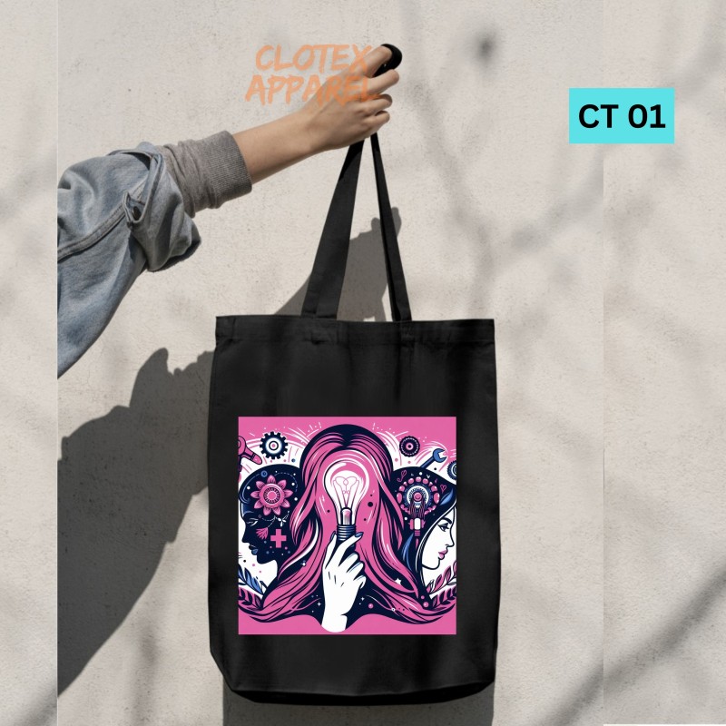 Picture of Btown Beautiful Designed Cotton Canvas Tote Bag With Zipper. [C T 01]